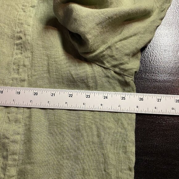 Linda Allard Ellen Tracy 100% Washable Linen Tunic 18 Green Button Down Shirt - Picture 8 of 10